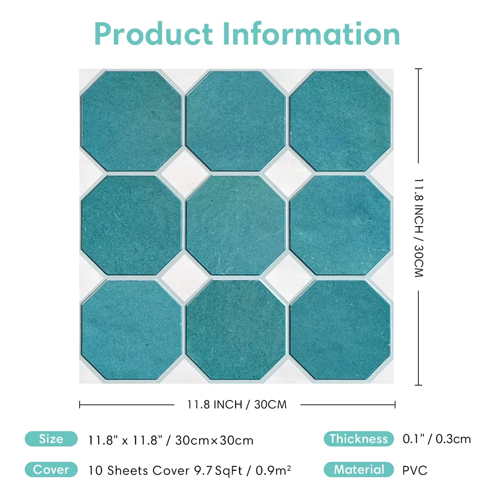 3D Blue and White Geometric Peel and Stick Wall Tile