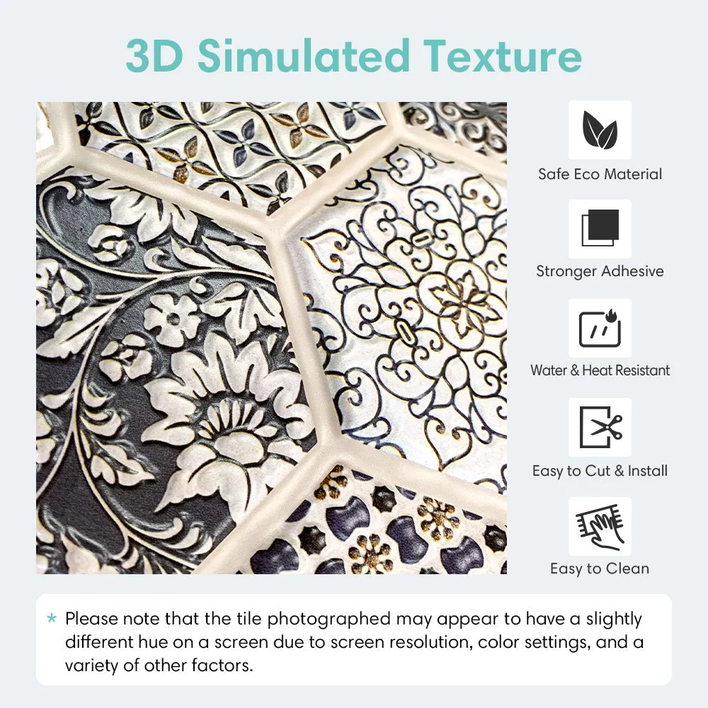 3D Brown Boho Hexagon Peel and Stick Wall Tile