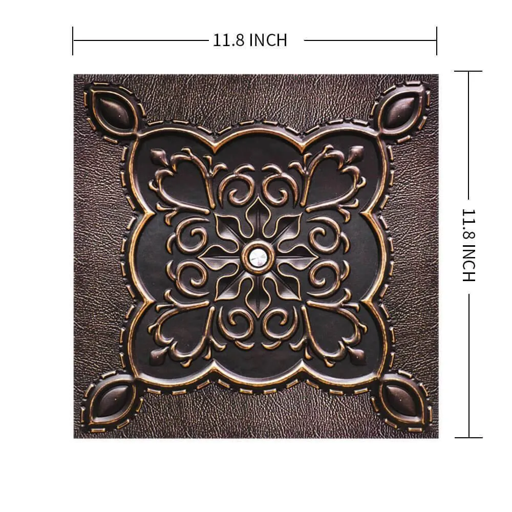 3D Brown Vintage Pattern Peel and Stick Wall Tile