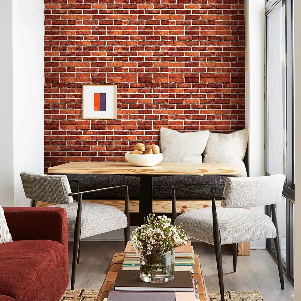 3D Classical Red Brick Peel and Stick Wall Tile