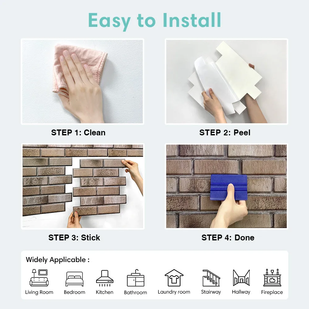 3D Coffee Brown Brick Peel and Stick Wall Tile