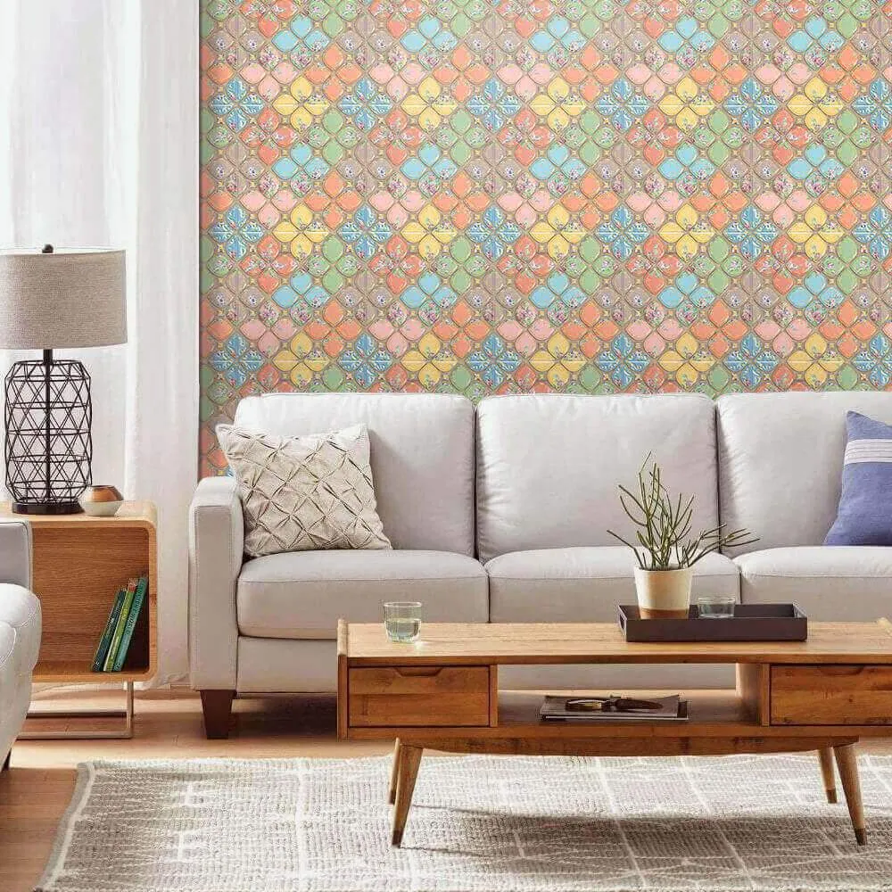 3D Colorful Petal Boho Peel and Stick Wall Tile
