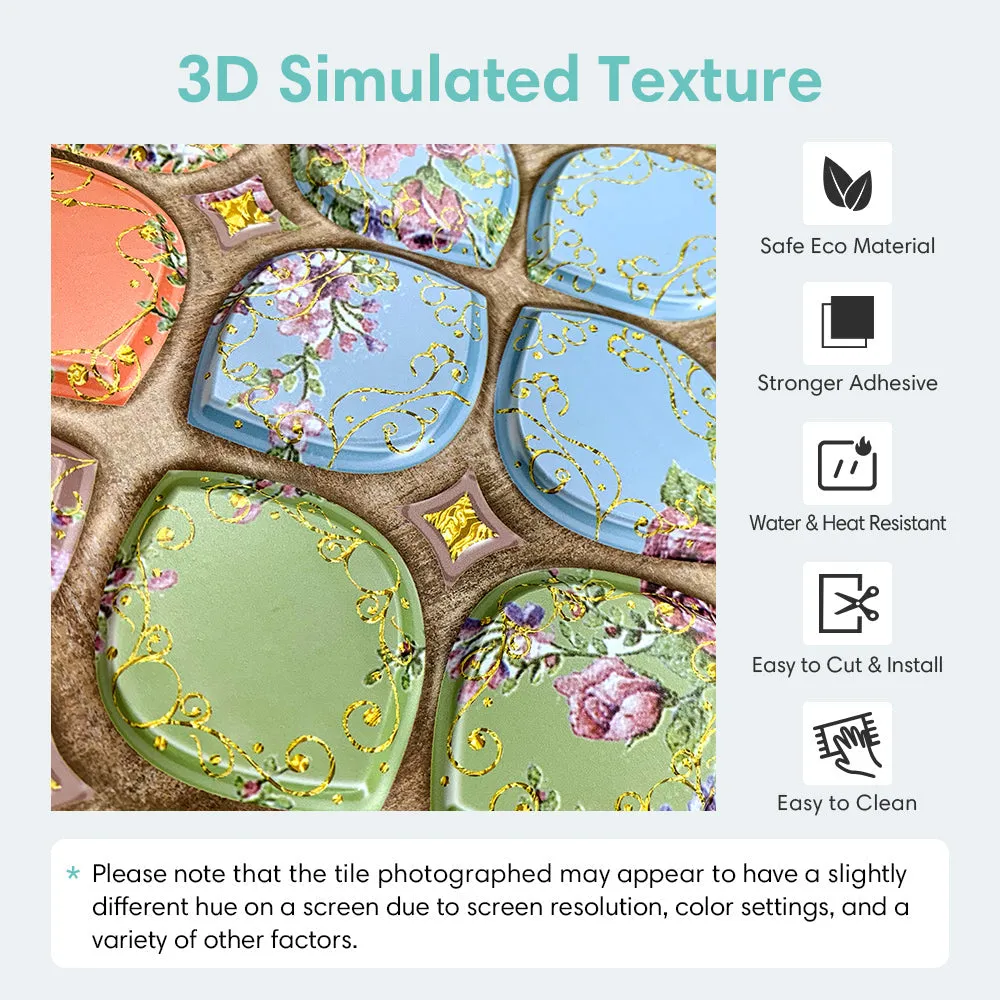 3D Colorful Petal Boho Peel and Stick Wall Tile