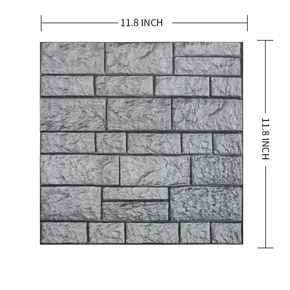 3D Faux Gray Stone Peel and Stick Wall Tile