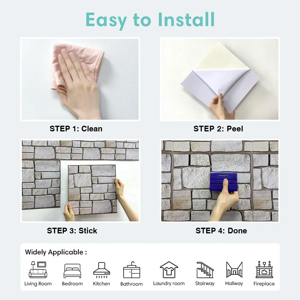 3D Faux Limestone Peel and Stick Wall Tile