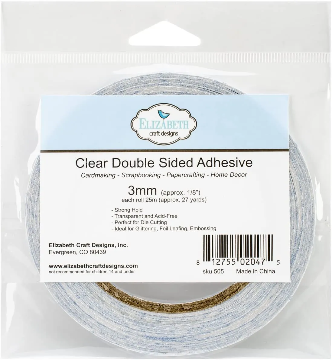 3mm .125" clear double sided tape by Elizabeth Crafts