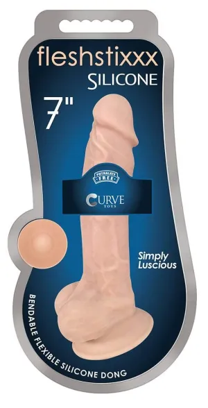 7 Inch Fleshstixxx Silicone Dildo W-o Balls -  Vanilla