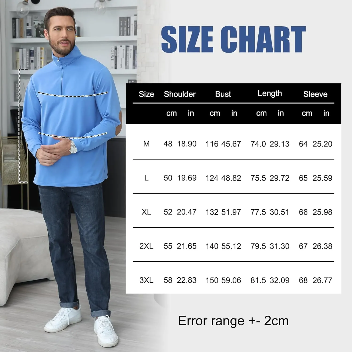 Angbater Mens Polo Shirts Lapel Collar Zipper Up Pullover Mock Neck Long Sleeve Golf Polo Sweatshirts with Elbow Patches