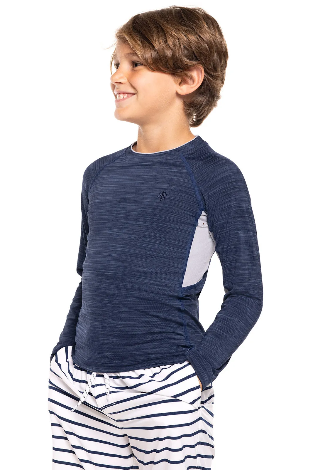 Boy's Ultimate Long Sleeve Rash Guard  |  Navy Line