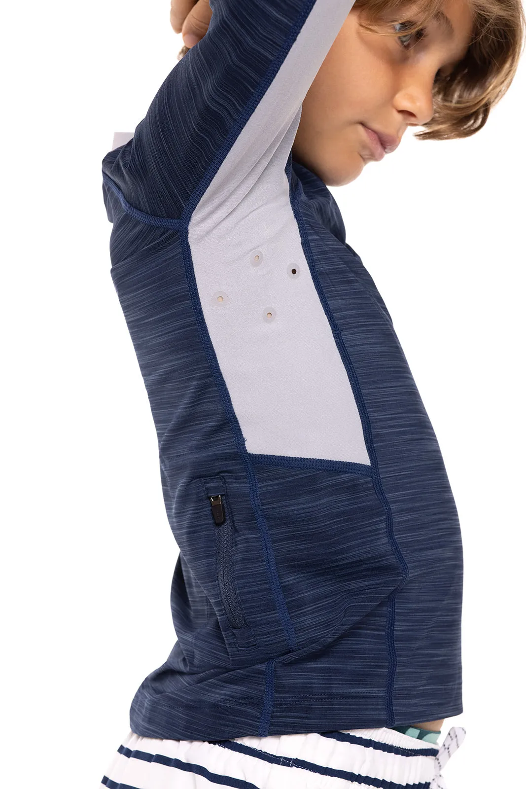 Boy's Ultimate Long Sleeve Rash Guard  |  Navy Line