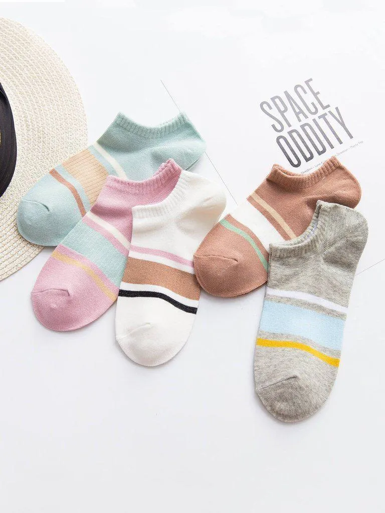 Color Block Invisible Socks 5Pairs