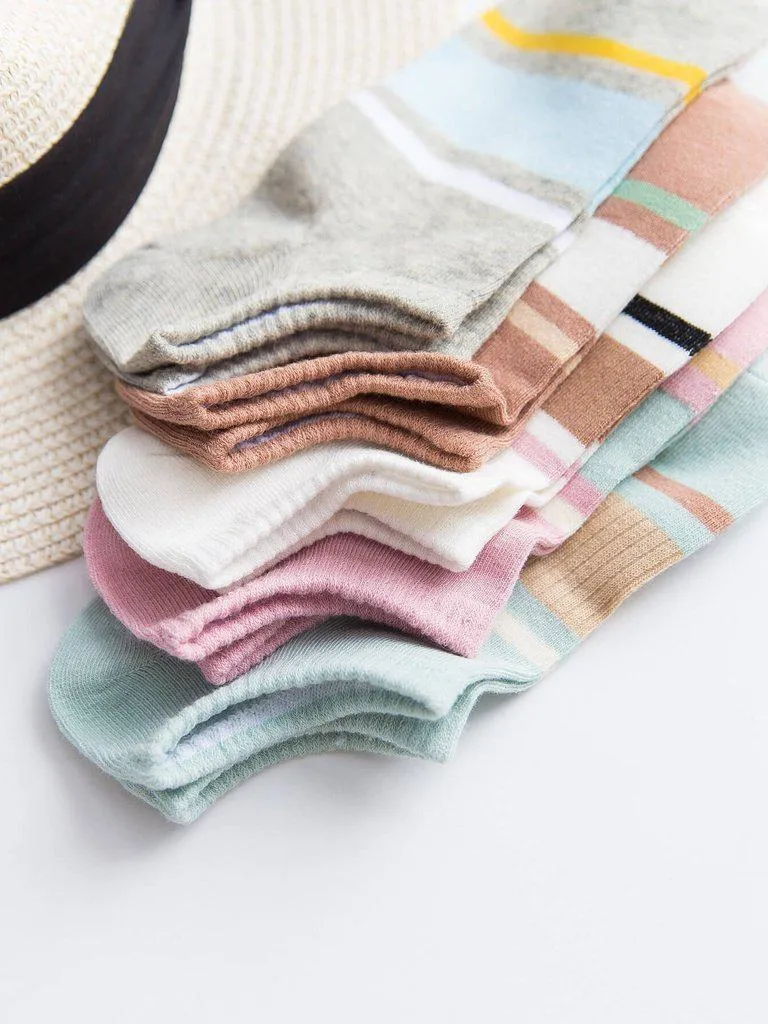 Color Block Invisible Socks 5Pairs
