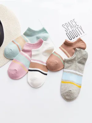 Color Block Invisible Socks 5Pairs