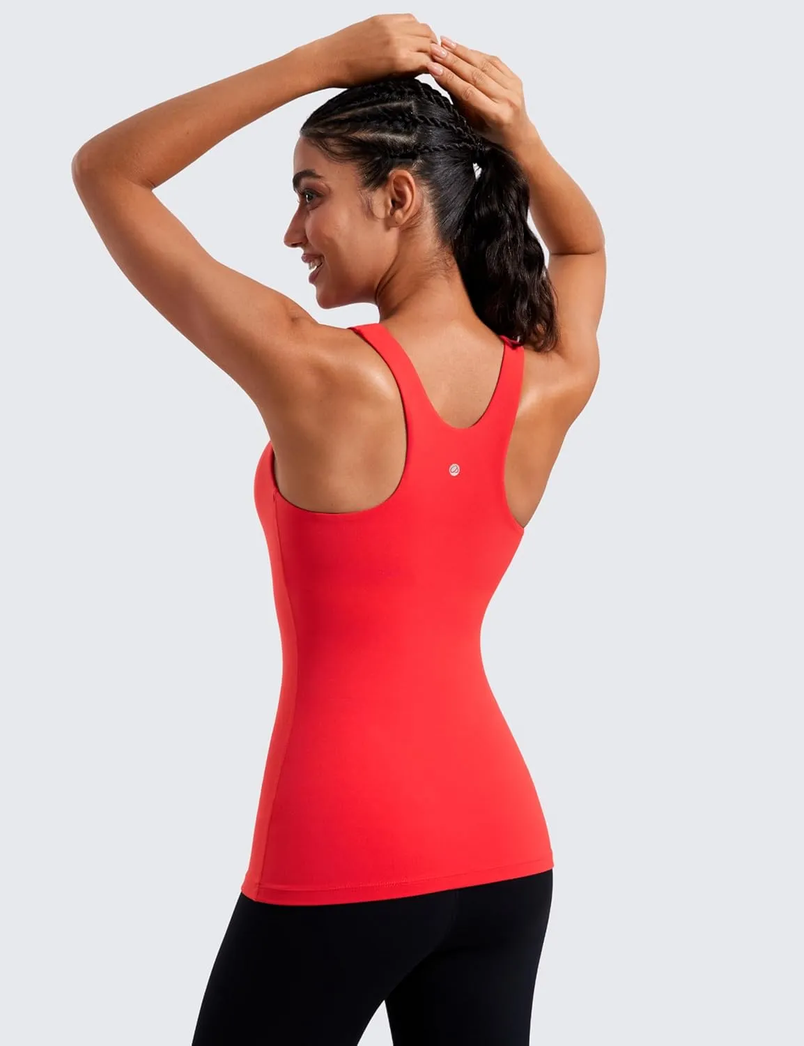 CRZ YOGA Butterluxe Womens Racerback High Neck Tank Top - with Built in Bra Workout Padded Yoga Athletic Camisole