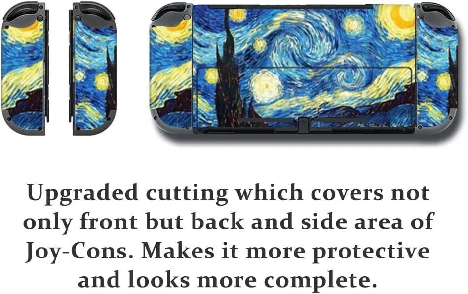 GilGames Stickers Decals Cover for Nintendo Switch, Skin Protector Durable Full Set Wrap Protection Faceplate Console Dock