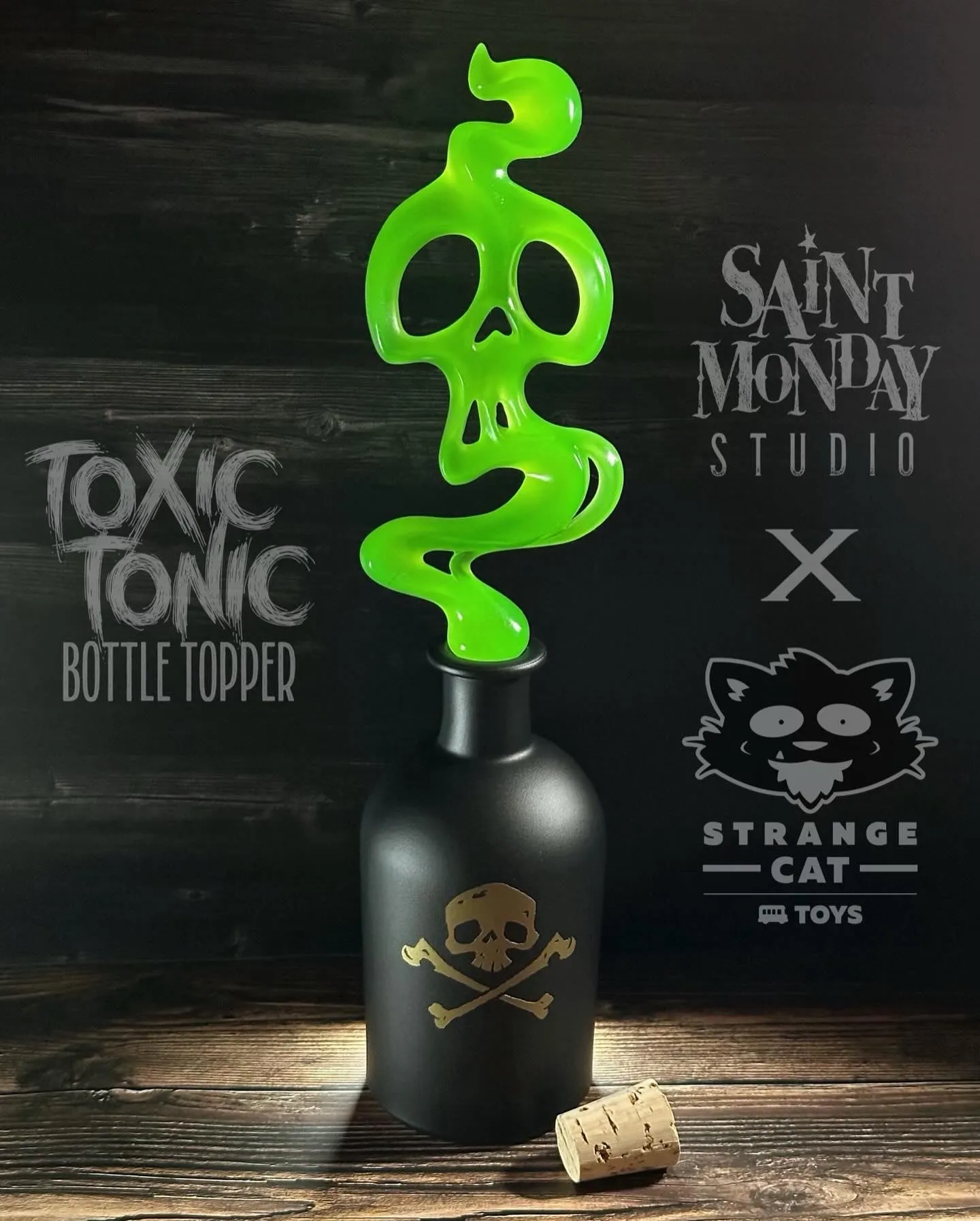 GREEN SKULL TOXIC TONIC BOTTLE TOPPER by Saint Monday Studio