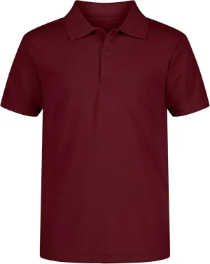 IZOD Boys' School Uniform Short Sleeve Polo Shirt, Button Closure, Moisture Wicking Performance Material