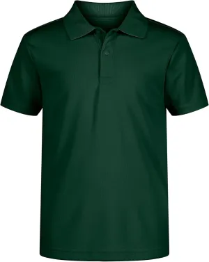 IZOD Boys' School Uniform Short Sleeve Polo Shirt, Button Closure, Moisture Wicking Performance Material