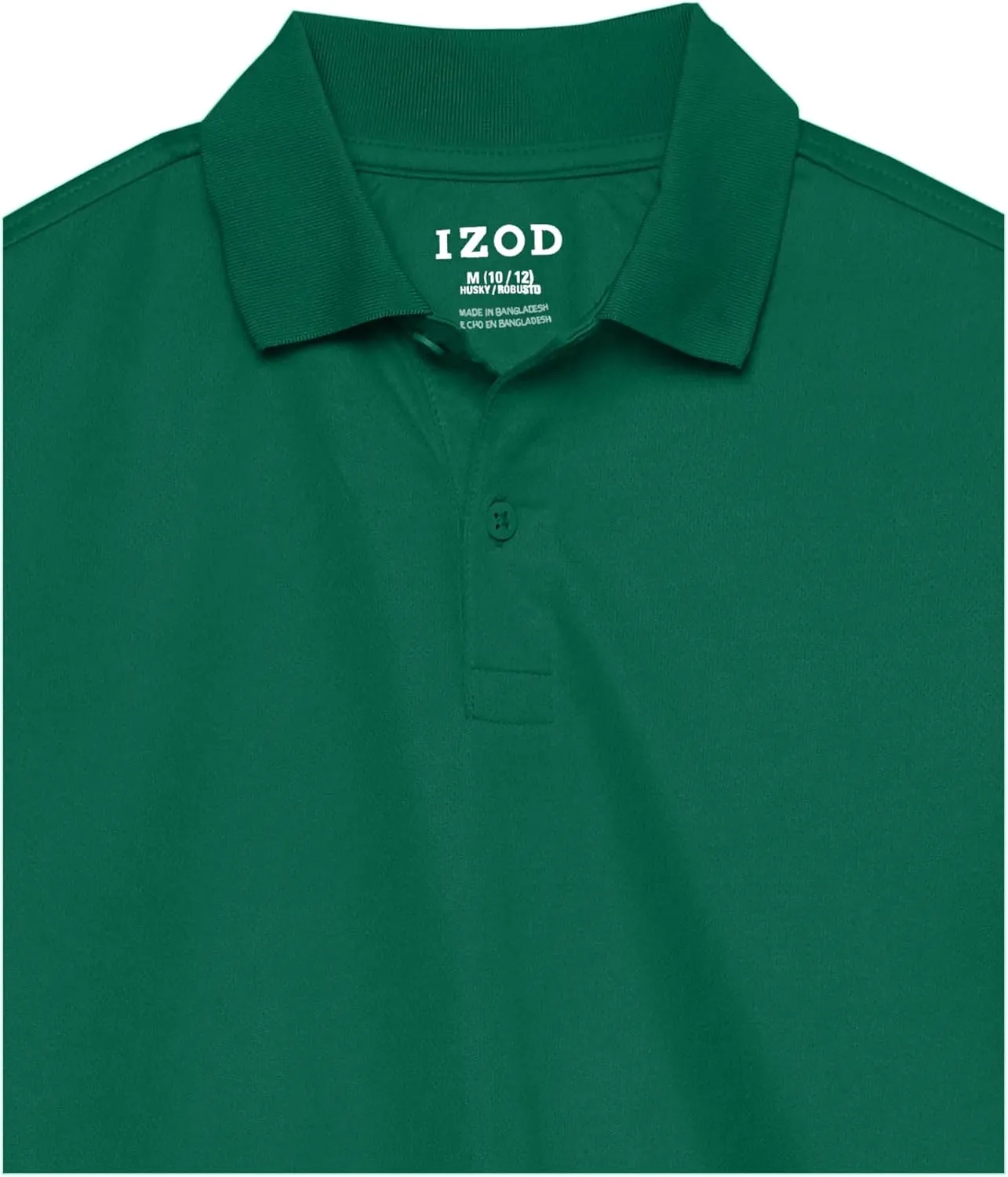 IZOD Boys' School Uniform Short Sleeve Polo Shirt, Button Closure, Moisture Wicking Performance Material