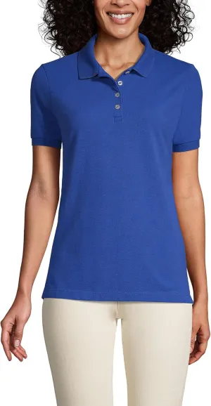 Lands' End School Uniform Women's Banded Short Sleeve Fem Fit Mesh Polo