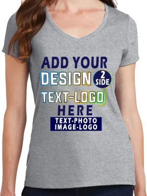 Personalized T-Shirts for Women Design Your Own Add Picture Photo Text Front Back Side Custom V Neck Shirts