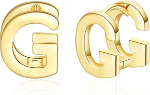 SANNYRA Initial Stud Earrings for Women, 14K Gold Plated Hypoallergenic Letter Earring, Trendy Jewelry Gifts for Her