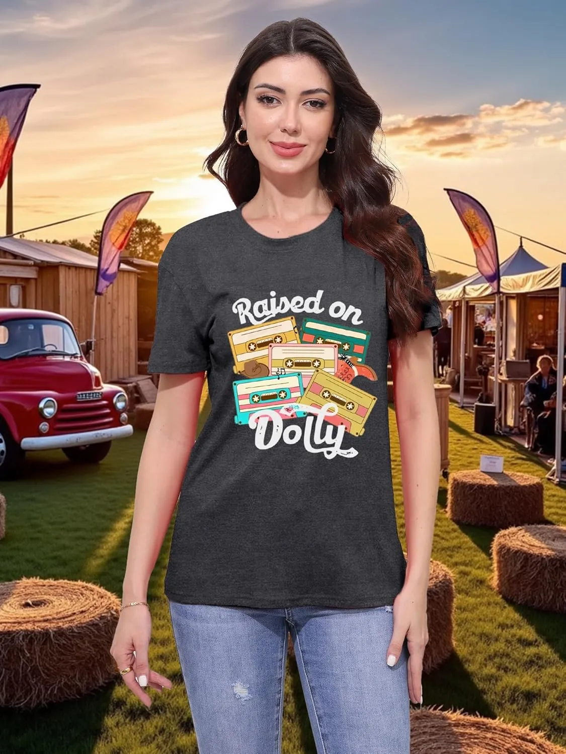 Women Country Music Shirts Summer Nashville Country T-Shirt Vintage 80s Cassette Tape Tee Tops
