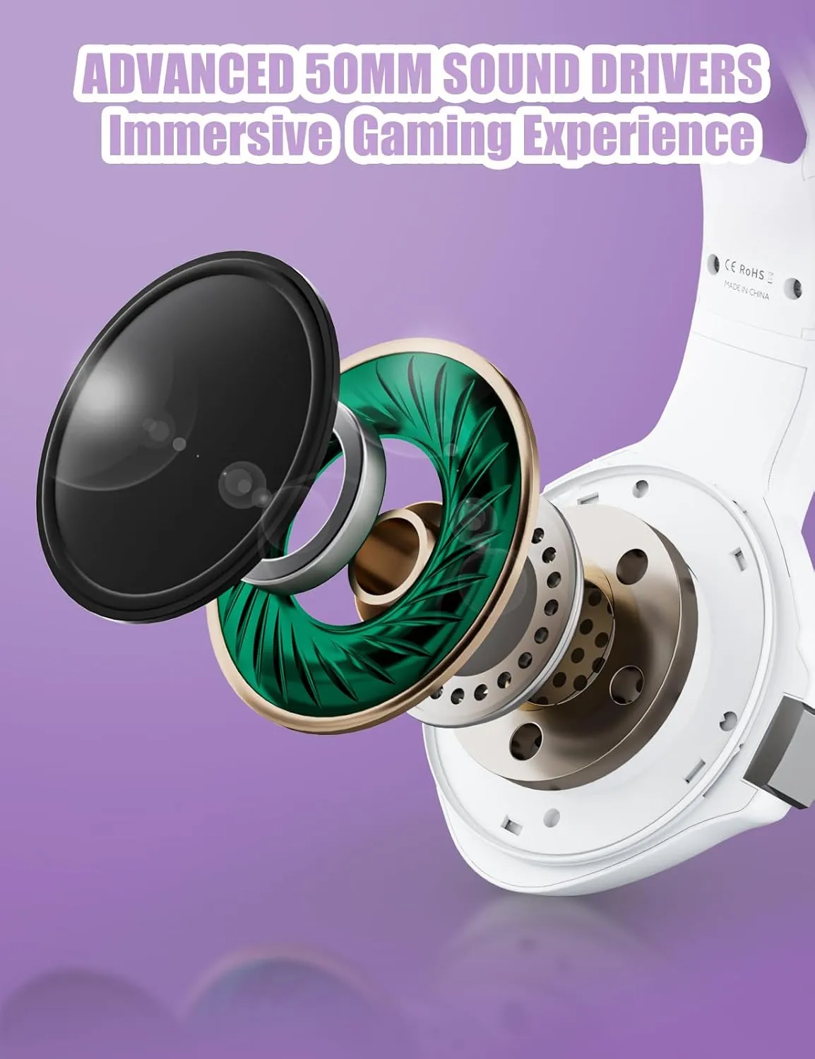 ZIUMIER Purple Gaming Headset for PC, PS4, PS5, Xbox One, Xbox Series S/X, Switch, Noise Canceling Microphone, Stereo Surround Sound, 3.5mm Wired Gaming Headphones